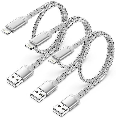 0,5m iPhone Ladekabel Kurz, 3Pack Geflochten USB A auf Lightning Kabel 50cm Original iPhone Schnellladekabel Kompatibel für Apple iPhone 14 13 12 11 Pro Max Xs Xr X 8 7 6 Plus SE iPad Air/Mini