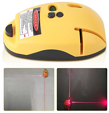 Laser Level, 2 Lines Vertical Horizontal Line Infrared Laser Level Right Angle Measuring Tool (Yellow)