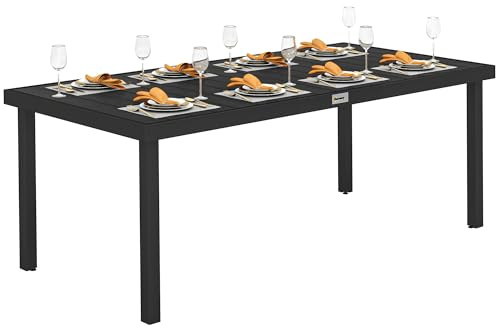 Outsunny Gartentisch Aluminium Wetterfest 8 Personen 190x90 cm Schwarz