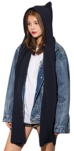 Écharpes pour femmes chaudes, étoles, cadeaux pour dames, foulards à carreaux unis, ensemble écharpe à capuche en tricot 2 en 1, bonnet tricoté en câble épais pour l'hiver, ensemble de melon chaud