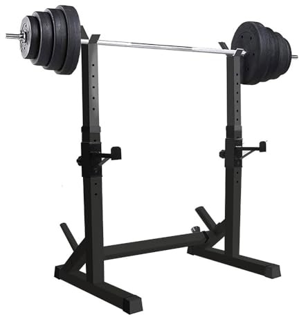 XUANYU Rack Squat Réglable, Réglable en Hauteur (80-150 cm), Multifonction Haltère Rack, Repose Barre Musculation Support, Charge Max. 200 kg (Ne Pas inclure Barbell), Noir