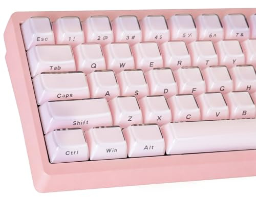 Crystal Jelly PBT Keycaps, 136 Keys OEM Profile Translucent Side Printed Keycap, Pink Double Shot Custom Keycaps Set for for Cherry Gateron MX Switches Mechanical Keyboards