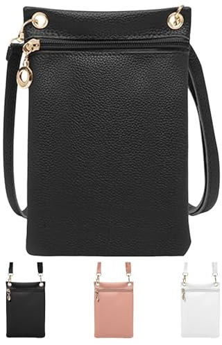 ZHITENG Handytasche zum Umhängen, Weiches PU Leder Handy Umhängetasche Umhängen Damen, Handytasche Zum mit Verstellbar Abnehmbar Schultergurt, Geldbörse Damen für Einkaufen, Spaziergänge (Schwarz)