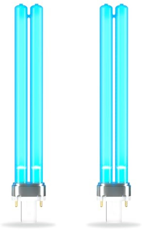 BrightArk 11W G23 PLS Bombilla UV de Reemplazo,Bombillas de Filtro de Estanque, Bombillas UVC Ultravioleta,Bombilla UV 2PIN G23 PLS para Máquina de Filtros UVC de Estanque o Clarificadores,2-Pack