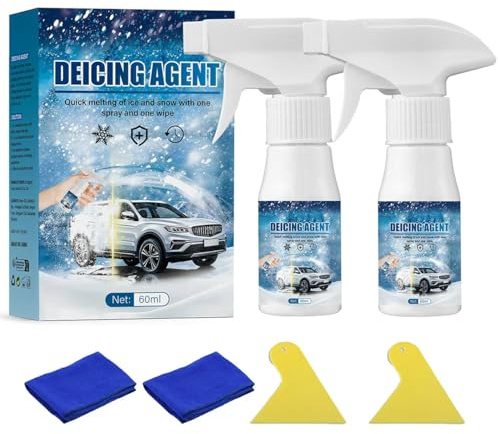 Generisch Auto Scheibenenteiser Spray, Scheiben Enteiserspray Auto, Entfrosterspray Enteiser Spray, Deicing Agent,Schlierenfreies Scheibenenteisen(2PC*60ML)