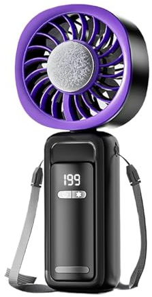 Genérico Ventilador Portátil - Pantalla LED ajustable recargable, potente ventilador portátil | Mini Ventilador Portátil,para Viajes, Exteriores, Camping, Playa, Hogar, Oficina y Verano