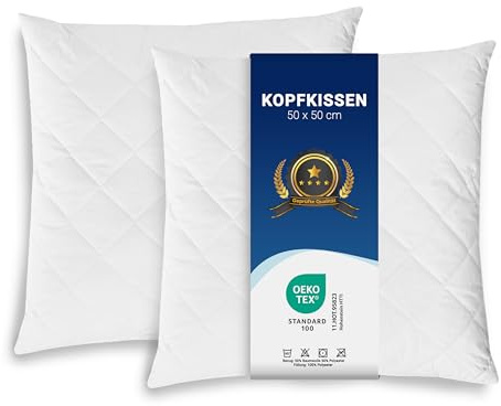 ZOLLNER 2er Set Kissen - Made in Europe – Polyesterfüllung - Bezug aus Mischgewebe - waschbar bis 95°C - 50x50 cm - Hotelqualität - Oeko Tex® Zertifiziert