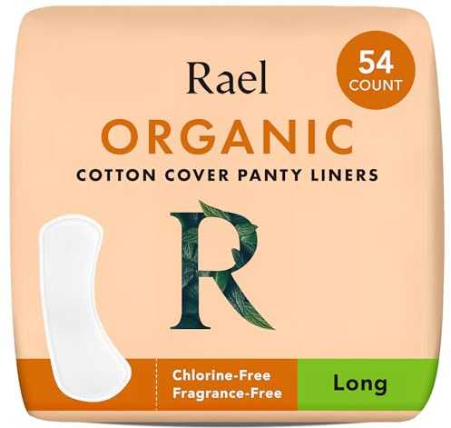 Rael Panty Liners for Women, Organic Cotton Cover - Long Pantiliners, Light Absorbency, Unscented, Chlorine Free (Long, 54 Count)