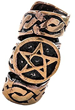 Keltad stor skäggpärla FLAITH Keltade smycken med pentagram antik brons 7680