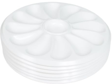 Juego de 6 platos para ostras de 12 compartimentos +1 para limón, salsa. Fabricación francesa fabricada en Francia con base de polipropileno para el hogar, el restaurante, diámetro de 30,5 cm, color