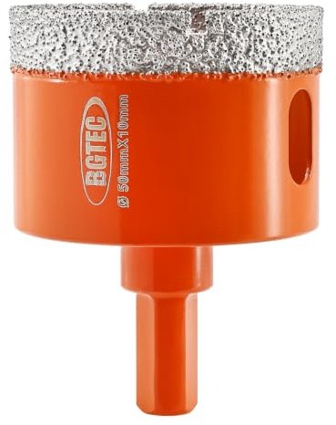 BGTEC Trockendiamant-Kernbohrer, 50 mm vakuumgelötete Lochsäge mit dreieckigem Schaft für Porzellanfliesen, Keramik, Granit, Marmormauerwerk