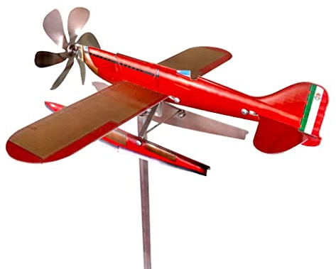 Macchi MC72, aereo segnavento da collezione, ornamento per il giardino, in acciaio inox, prodotto in Italia