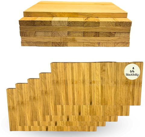 BlackSellig Bastelklötze aus Holz 22 x 8 x160mm Eiche – DIY, Modellbau & Dekoration. Unbehandeltes Naturprodukt, vielseitig nutzbar für kreative Projekte und Handwerksideen. (200 Stück)