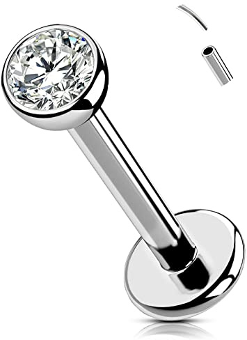 OUFER Body Piercing Labret-Piercing gewindeloses Push-in-Lippenpiercing Titan 6 mm/8 mm/10 mm/12 mm Helix Tragus Ohrring Piercing Schmuck 16g Tragus-Helix Conch Lippenpiercing