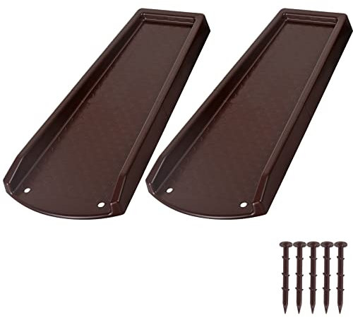 plusgutter Lot de 2 rallonges de bec de descente de gouttière pour drainage de l'eau, protections anti-éclaboussures de 61 cm, plateaux de drainage fixes avec clous en polyéthylène (marron)