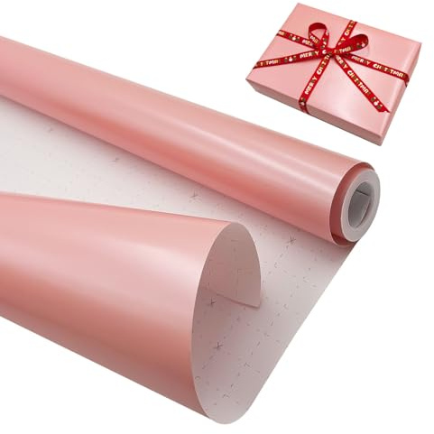 Rollo de papel de regalo mate rosa de 43 cm x 12 m, color sólido perlado, papel brillante, perfecto para cumpleaños, Navidad, boda, fiesta, decoración de regalo de festivales