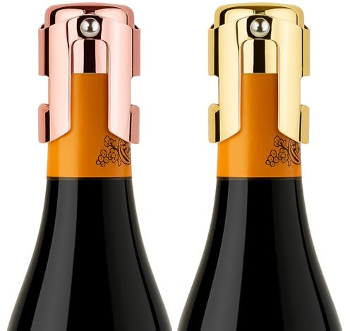 Mewtush 2PCS Tappo per Spumante,Tappo,Champagne Tappo Vino in Acciaio E Champagne Inossidabile,Tappi Professionali a Prova di Perdite per Vino Frizzante,E Bottiglie di Birra (Oro&Oro Rosa)