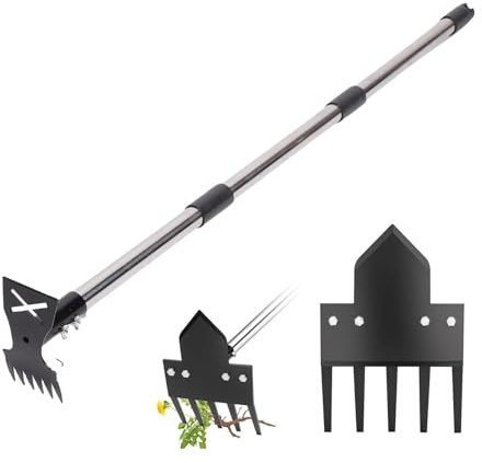 Sxhlseller Herramienta de Hierba de Jardín de Manejo de 45 Pulgadas de Largo con Cabezal Ajustable, Mantenimiento Manual de Arrastre de Malezas para Patio, Césped, Patio y Mantenimiento de