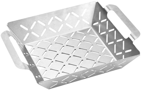 kivrimlarv Canasta de Parrilla para Verduras | Cesta Eficiente para Parrilla al Aire Libre - Utensilio Cocina Acero Inoxidable Reforzada para Acampada Carne Verduras Gambas
