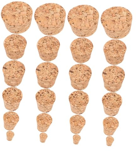 ABOOFAN 72pcs Tapered Cork Stoppers Natural Soft Wood Cork Plugs Reusable Bottle Sealing Lids for Glass Jars Wine Beer Craft Bottles Leakproof Odor Prevention