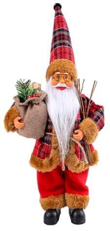 Elegante figura de Papá Noel de estilo alto, adorno de Navidad, accesorio portátil, diseños elegantes para la solución de exhibición del hogar, figura colorida de Papá Noel