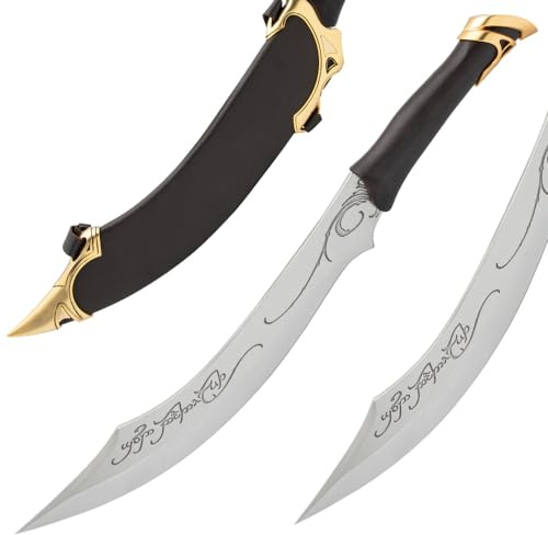 United Cutlery Lord of The Rings Elven Knife of Strider | LOTR Officially Licensed Reproduction | Stainless Steel Blade | Wooden Wall Plaque | Certificate of Authenticity | Full Size Replica