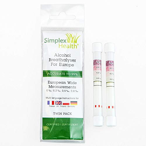 Twin Pack of Breathalyzer Test Kits for UK & EU Certified Test Kits - readouts for 0.0, 0.2, 0.5 and 0.8