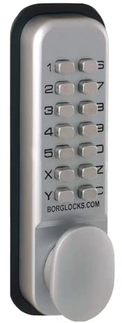 Borg 2201 digital tryckknapp dörrlås med baksida i satinkrom
