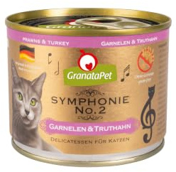 GranataPet Symphonie No. 2 Con Gamberetti e Tacchino - Cibo per Gatti Senza Cereali e Zuccheri Aggiunti - Bocconcini in Gelatina - Umido Delicato - 6 x 200 g