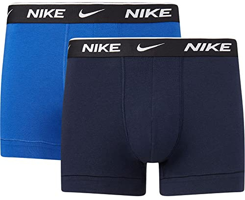 Nike Underwear Män Essential Trunks 2-Pack – Bekväm midjeband, Rörelsefrihet, Lämplig för vardagsbruk, Obsidian/Game Royal, L