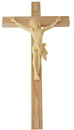 Holz-Kreuz Esche mit Kunstharz-Korpus (Korpus ca.15cm)
