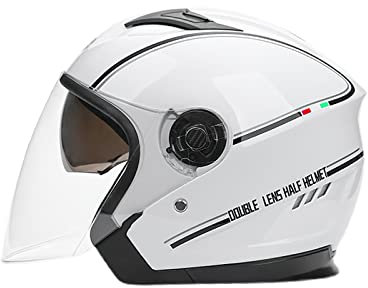 LIONCIANO Motorradhelm mit Doppelvisier, Jethelm Jet-Helm Roller-Helm Scooter-Helm Moped Mofa-Helm Chopper Retro Vespa Vintage Jethelme(Weiß