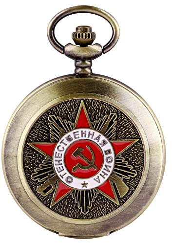 Tiong Herren Taschenuhr Vintage Steampunk Quarz Analog Taschenuhr und Kette - Geschenk für Hochzeit Gastgeschenke Geburtstag Vatertag Geschenk, Sichel Pentagramm, Vintage