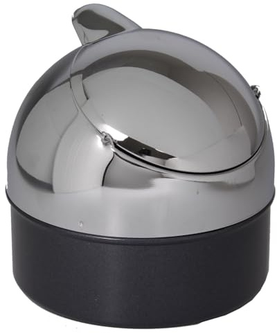 Grosser Windaschenbecher DOLPHIN Kippaschenbecher Aschenbecher für innen und außen Metall Windascher Kippascher Klappdeckel (Schwarz)