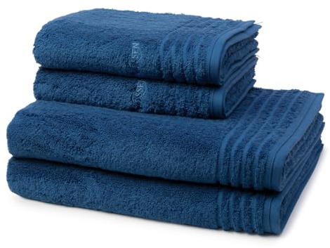Vossen - 4 teiliges Frottier-Set - Vienna Style Supersoft (2 X Handtuch 2 X Duschtuch im Set) - 620 g/m2 - Baumwolle - Frottee - saugstark - weich und flauschig - Deep Blue