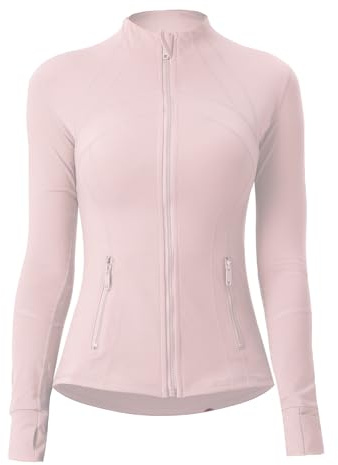 Aceyurre Women's Running Athletic Sports Workout Jacket with Pockets Slim Fit Full Zip, Pink, 6