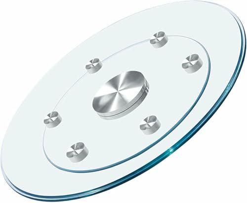 BTOIASYHF Plateau tournant en Verre, Grand Rond Transparent, Plateau de Service Rotatif de Table de Cuisine, Plateau tournant en Verre trempé avec système d'assistance pivotant