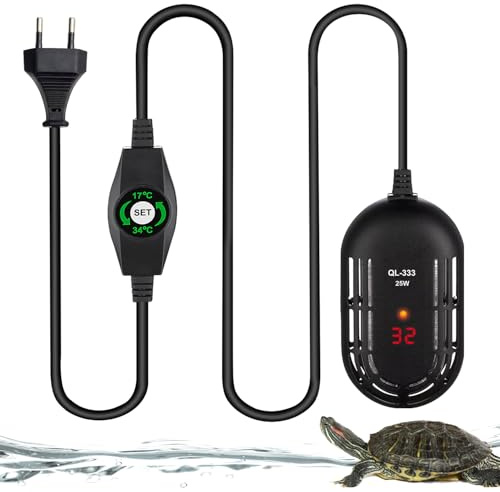 25W mini akvarievärmare, akvarievärmare, akvarievärmare, med extern LED-digital temperaturregulator och sugkoppar, för miniakvarium