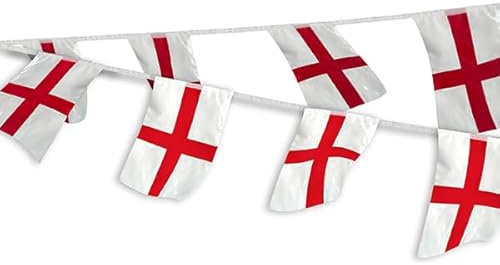 13ft/4m Fabric St Georges England English Bunting Polyester Banner 11 Flags For Street Party Football Rugby Cricket Day World Cup Decoration Support