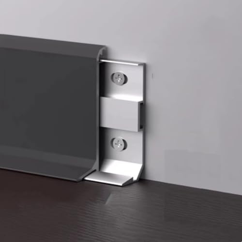 Starlight - Battiscopa grigio in alluminio, 125 cm, 2 pezzi, in metallo, facile da installare e pulire, decorazione moderna per la casa e ristrutturazione interna (40 mm)