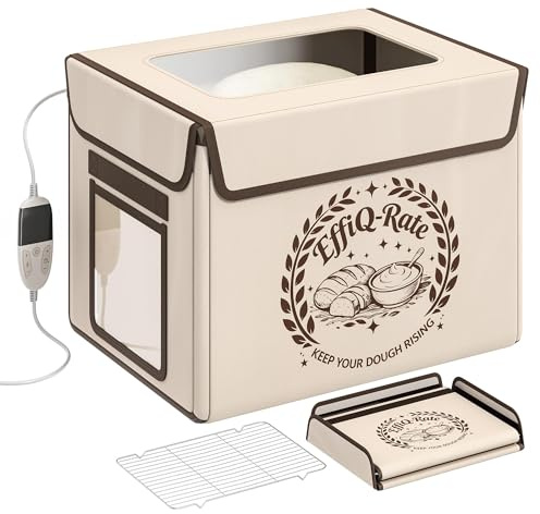 EffiQ-Rate Bread Proofing Box with Heater 20-55℃ Foldable Bread Proofer | 99H Timer Control, NTC Sensor, with Clear Window, 3-Sided Heating, 6 Layers, Waterproof, for Sourdough Breads, Yogurt, Pizza