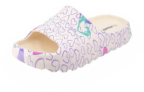 JOMIX Ciabatte Donna Estive da Spiaggia Pantofole Nuvola con Cuori Morbide Antiscivolo per Doccia e Piscina Sandali da Bagno Leggeri in EVA per Mare e Tempo Libero WES250456, Viola, 38-39 EU