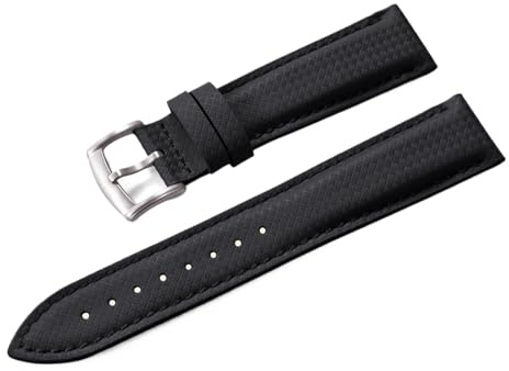 FYYFS Klockarmband I Canvas Gummi Klockarmband 18mm 19mm 20mm 22mm Snabbkoppling Armband Universellt Klocktillbehör(Black,20mm)