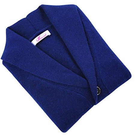 Zhili, cardigan in cashmere grigio con bottoni, da uomo, 100% cashmere di lusso testato, Blu, M
