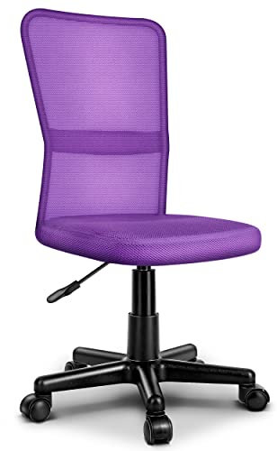 TRESKO Bürostuhl Schreibtischstuhl Drehstuhl, mit Kunststoff-Leichtlaufrollen, stufenlos höhenverstellbar, gepolsterte Sitzfläche, ergonomische Passform, Lift SGS-geprüft (Lila)