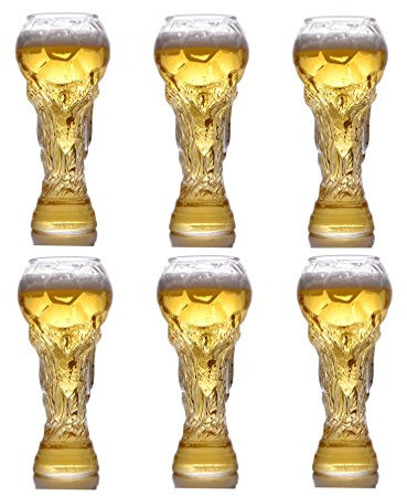 WAOBE Taza De Cerveza 2X Taza De Cristal Vasos De Vino Personalizados Cerveza Steins Copa Del Mundo Copa De Titanio En Forma Mejor, Regalo Para Tu Aficionado Al Fútbol Tu Novio, Esposo.,6Cups