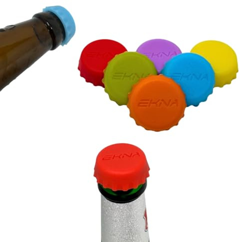 EKNA Tappo a Corona in Silicone - Tappi per Birra - Tappo di Bottiglia - per Bottiglie - Tappi - Coperchio - Tappo - Coperchio (Set di 6)