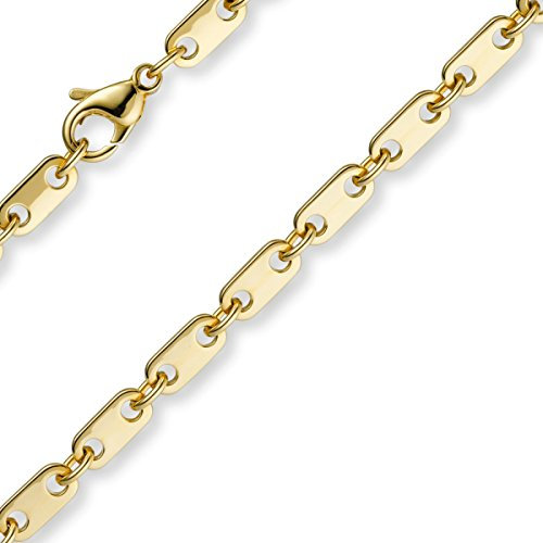 5mm Kette Collier Plattenkette aus 585 Gold Gelbgold 70cm Herren Goldkette