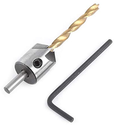 Jeu de Forets à Chanfreiner, Alésoir de Menuiserie pour le Travail du Bois, Outil à Aléser Tige Ronde avec Clé Hexagonale(4.5mm)