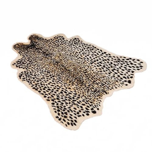 Plancholo Tapis en peau de vache synthétique motif léopard - 91 x 100 cm - Noir/marron - Tapis en fausse fourrure - Convient pour chambre à coucher, salon, décoration occidentale